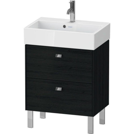 Duravit Brioso 23" x 22" x 15" Two Drawer Floor Standing Vanity Unit in Black Oak and Chrome Handle