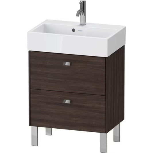 Duravit Brioso 23" x 22" x 15" Two Drawer Floor Standing Vanity Unit in Chestnut Dark and Chrome Handle