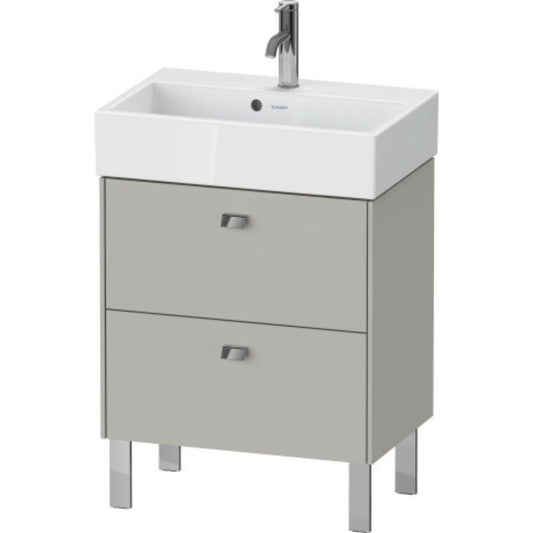 Duravit Brioso 23" x 22" x 15" Two Drawer Floor Standing Vanity Unit in Concrete Grey Matt and Chrome Handle