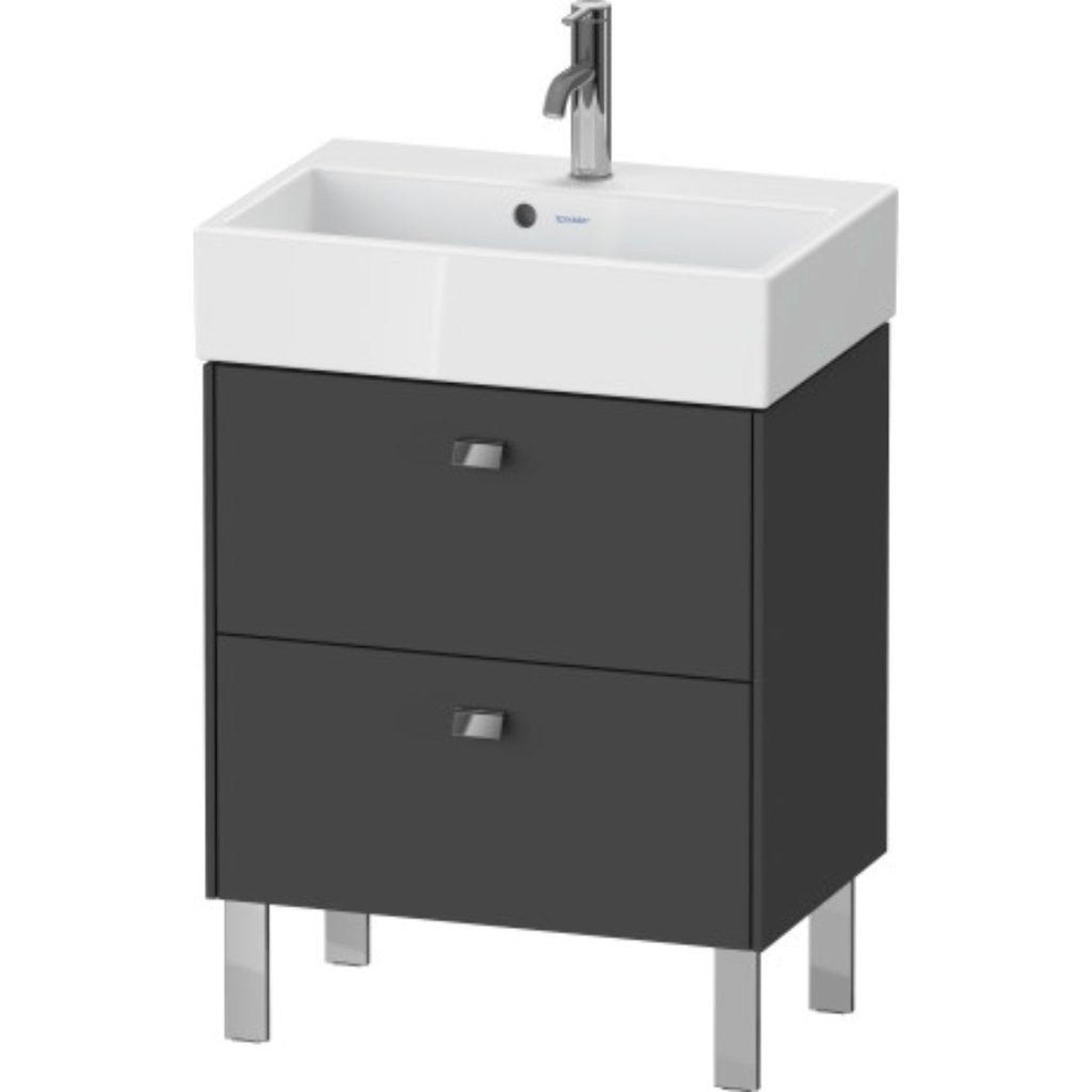 Duravit Brioso 23" x 22" x 15" Two Drawer Floor Standing Vanity Unit in Graphite Matt and Chrome Handle