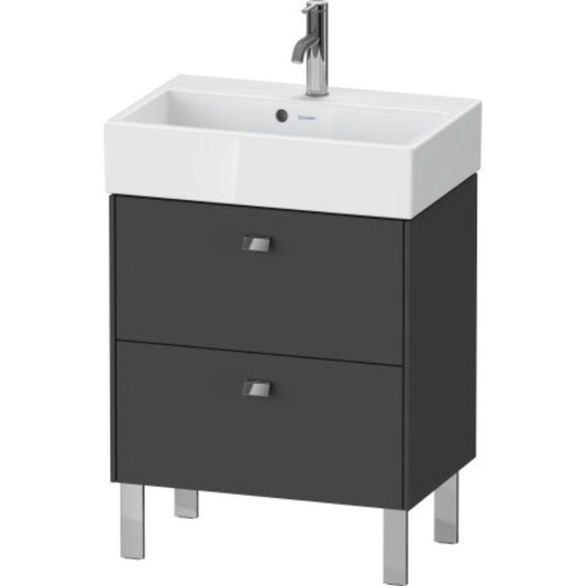 Duravit Brioso 23" x 22" x 15" Two Drawer Floor Standing Vanity Unit in Graphite Matt and Chrome Handle