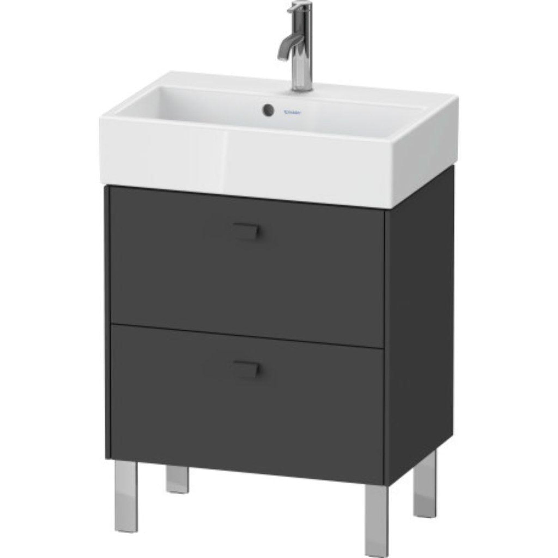 Duravit Brioso 23" x 22" x 15" Two Drawer Floor Standing Vanity Unit in Graphite Matt