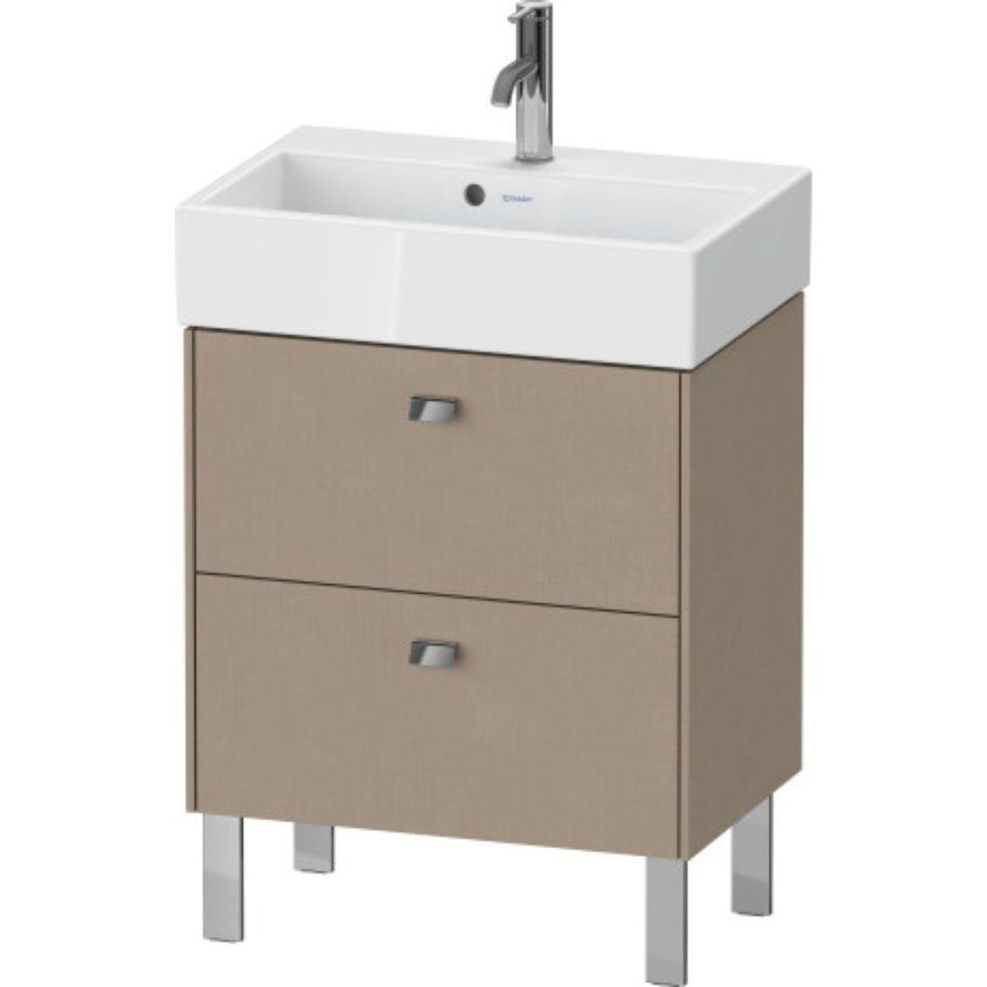 Duravit Brioso 23" x 22" x 15" Two Drawer Floor Standing Vanity Unit in Linen and Chrome Handle