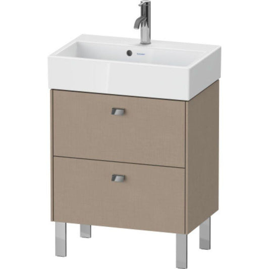 Duravit Brioso 23" x 22" x 15" Two Drawer Floor Standing Vanity Unit in Linen and Chrome Handle
