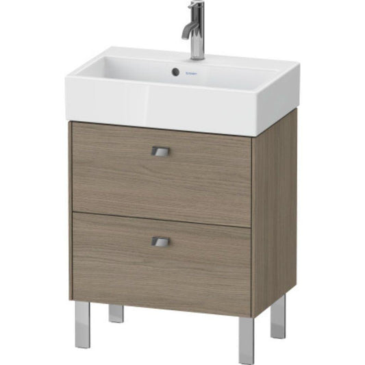 Duravit Brioso 23" x 22" x 15" Two Drawer Floor Standing Vanity Unit in Oak Terra and Chrome Handle