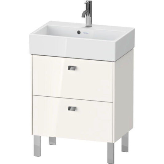 Duravit Brioso 23" x 22" x 15" Two Drawer Floor Standing Vanity Unit in White High Gloss and Chrome Handle