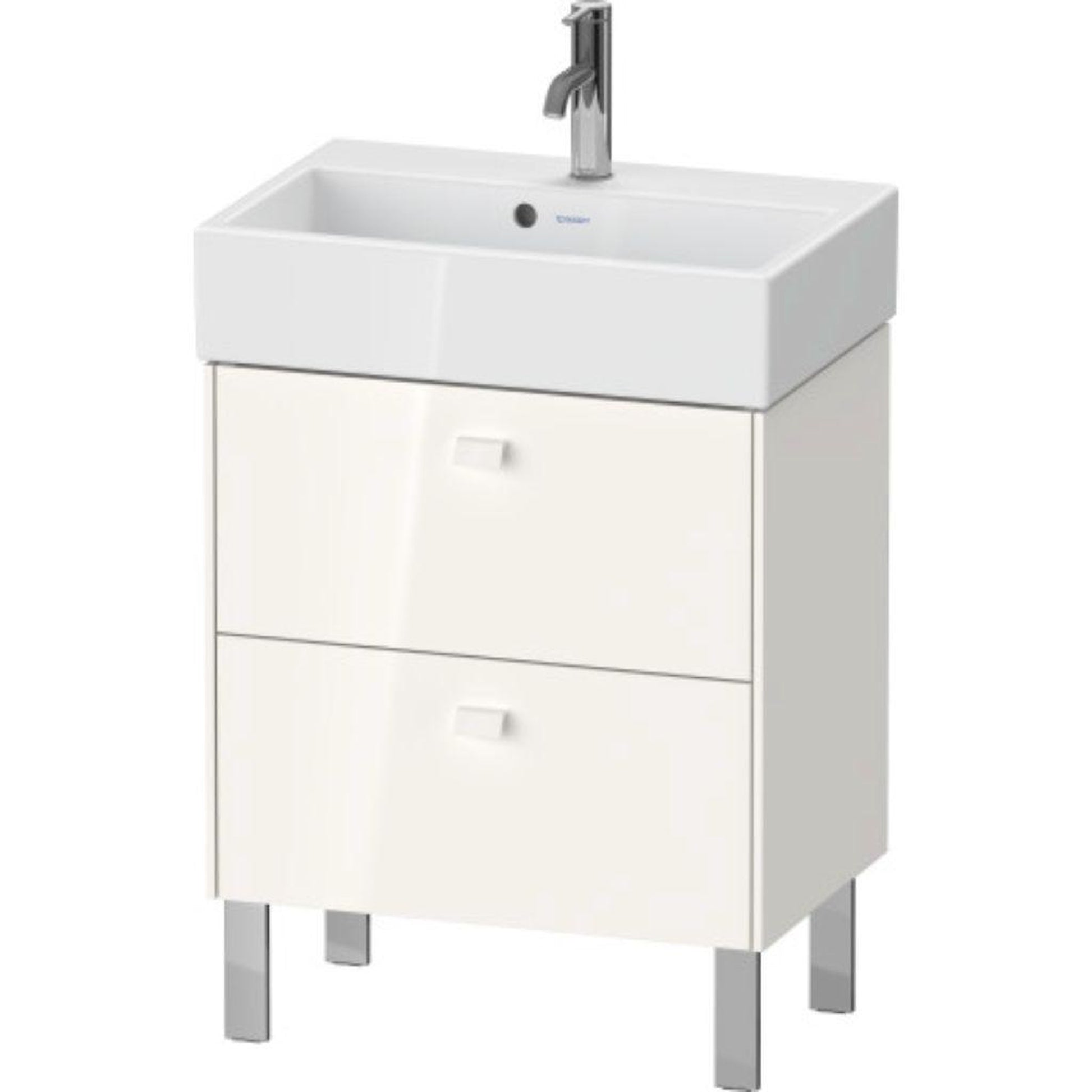 Duravit Brioso 23" x 22" x 15" Two Drawer Floor Standing Vanity Unit in White High Gloss