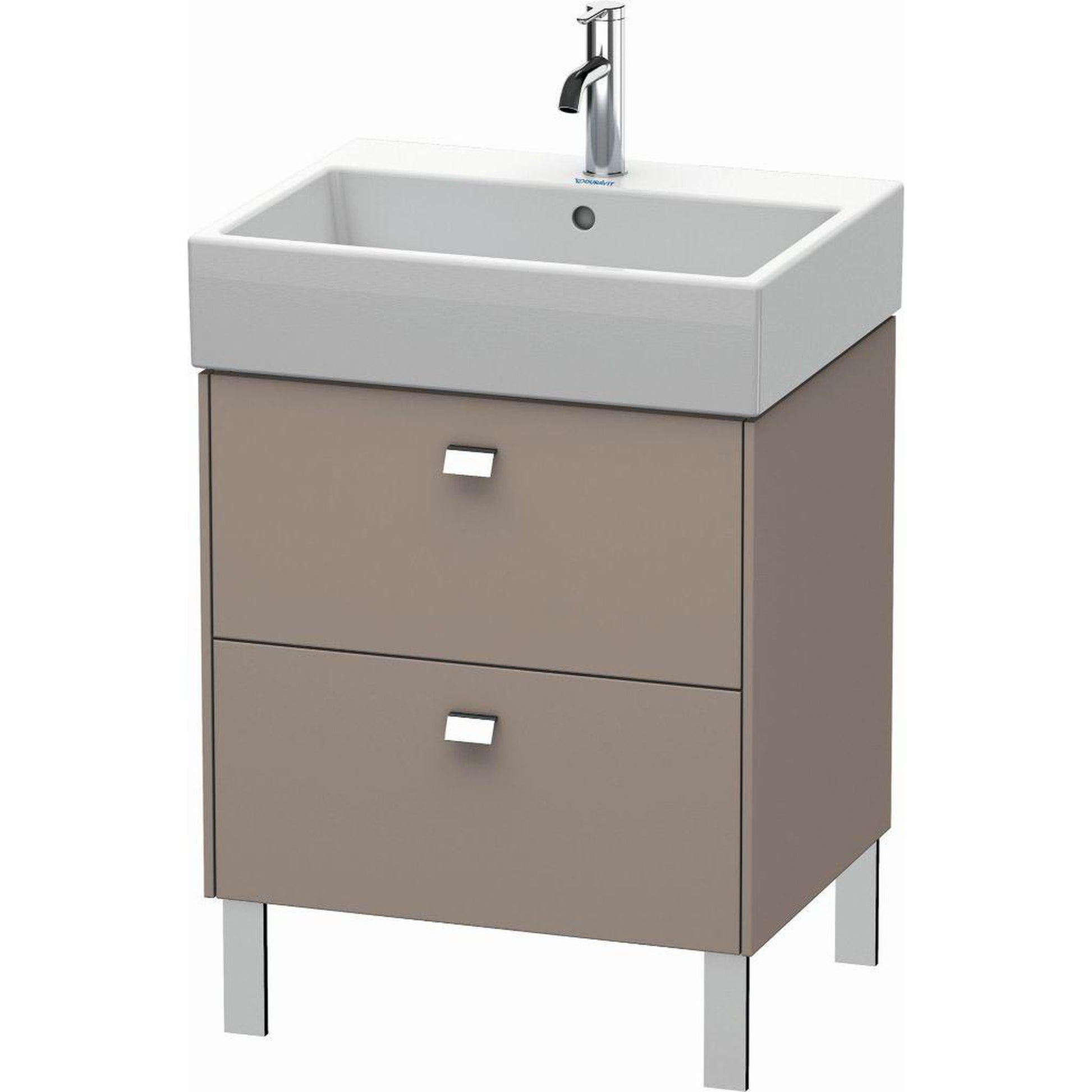 Duravit Brioso 23" x 22" x 18" Two Drawer Floor Standing Vanity Unit in Basalt Matt and Chrome Handle