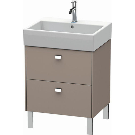 Duravit Brioso 23" x 22" x 18" Two Drawer Floor Standing Vanity Unit in Basalt Matt and Chrome Handle