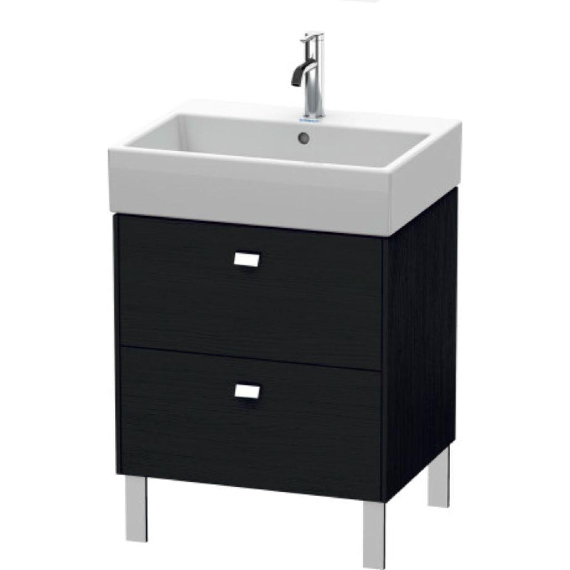 Duravit Brioso 23" x 22" x 18" Two Drawer Floor Standing Vanity Unit in Black Oak and Chrome Handle