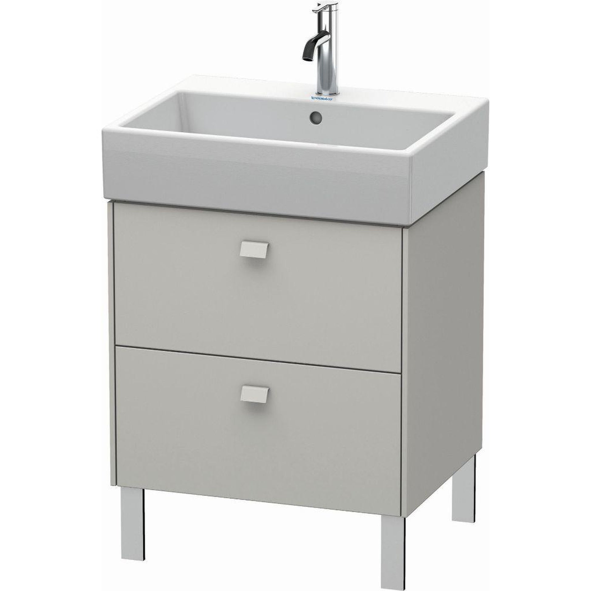 Duravit Brioso 23" x 22" x 18" Two Drawer Floor Standing Vanity Unit in Concrete Grey Matt