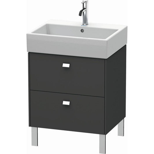 Duravit Brioso 23" x 22" x 18" Two Drawer Floor Standing Vanity Unit in Graphite Matt and Chrome Handle