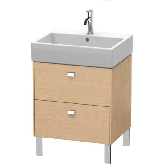 Duravit Brioso 23" x 22" x 18" Two Drawer Floor Standing Vanity Unit in Natural Oak and Chrome Handle