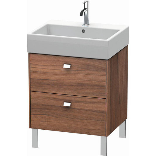 Duravit Brioso 23" x 22" x 18" Two Drawer Floor Standing Vanity Unit in Natural Walnut and Chrome Handle
