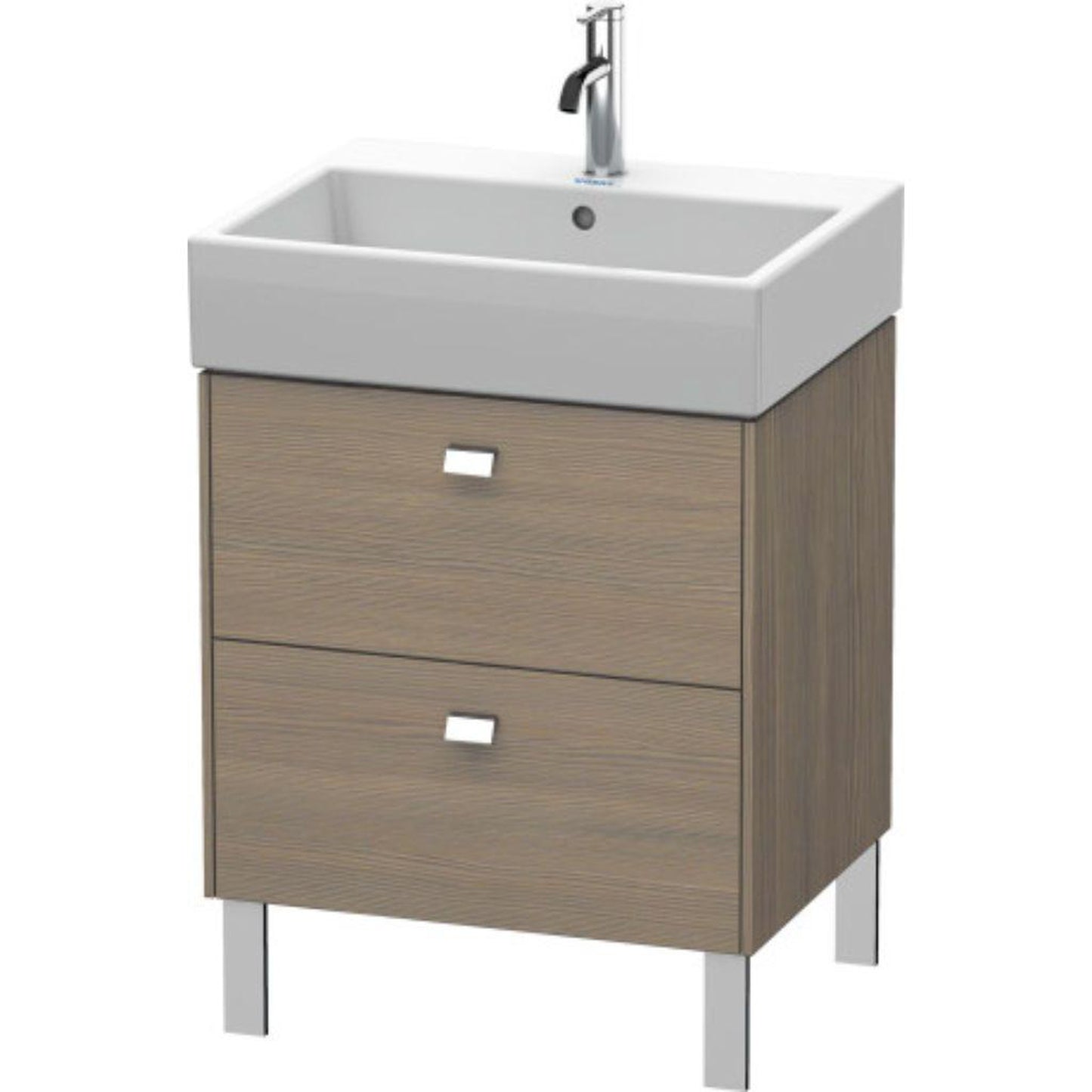 Duravit Brioso 23" x 22" x 18" Two Drawer Floor Standing Vanity Unit in Oak Terra and Chrome Handle