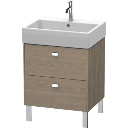 Duravit Brioso 23" x 22" x 18" Two Drawer Floor Standing Vanity Unit in Oak Terra and Chrome Handle