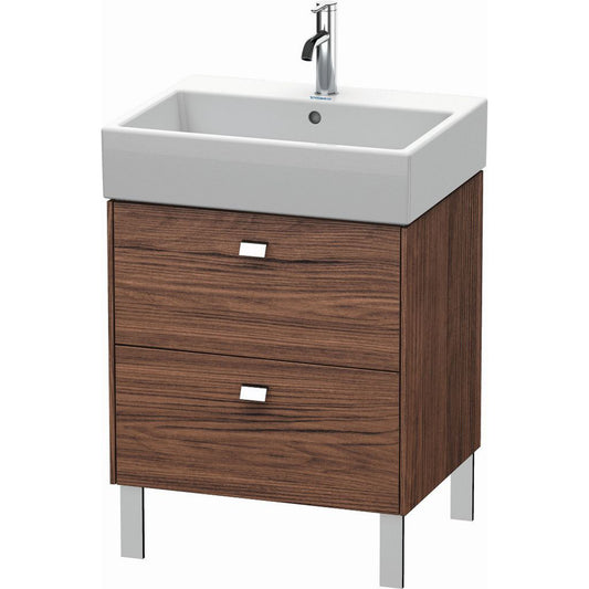 Duravit Brioso 23" x 22" x 18" Two Drawer Floor Standing Vanity Unit in Walnut Dark and Chrome Handle
