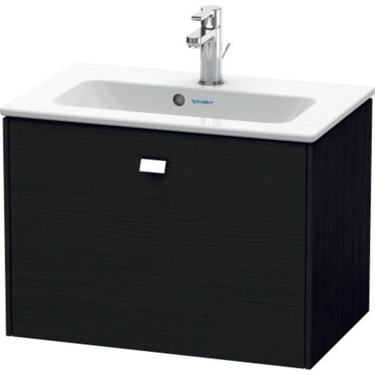 Duravit Brioso 24" x 17" x 15" One Drawer Wall-Mount Vanity Unit in Black Oak and Chrome Handle
