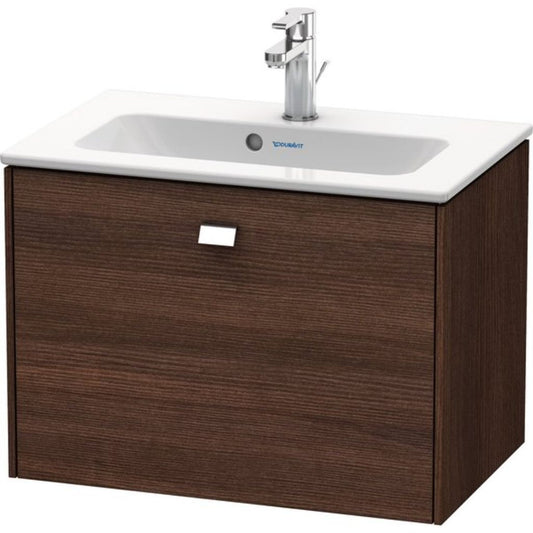 Duravit Brioso 24" x 17" x 15" One Drawer Wall-Mount Vanity Unit in Chestnut Dark and Chrome Handle