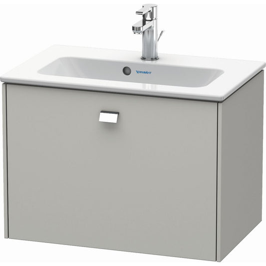 Duravit Brioso 24" x 17" x 15" One Drawer Wall-Mount Vanity Unit in Concrete Grey Matt and Chrome Handle