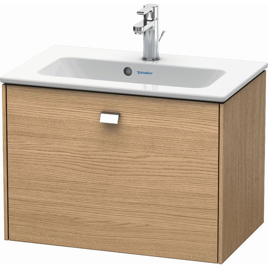 Duravit Brioso 24" x 17" x 15" One Drawer Wall-Mount Vanity Unit in European Oak and Chrome Handle