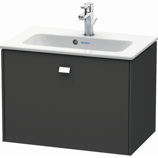 Duravit Brioso 24" x 17" x 15" One Drawer Wall-Mount Vanity Unit in Graphite Matt and Chrome Handle