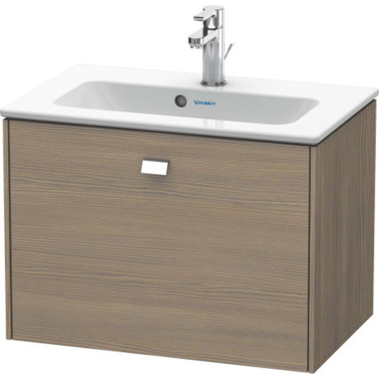 Duravit Brioso 24" x 17" x 15" One Drawer Wall-Mount Vanity Unit in Oak Terra and Chrome Handle
