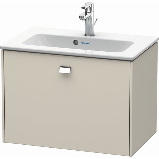 Duravit Brioso 24" x 17" x 15" One Drawer Wall-Mount Vanity Unit in Taupe and Chrome Handle