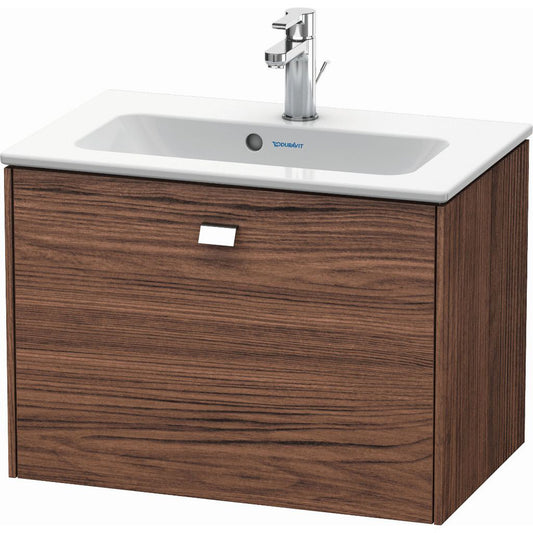 Duravit Brioso 24" x 17" x 15" One Drawer Wall-Mount Vanity Unit in Walnut Dark and Chrome Handle