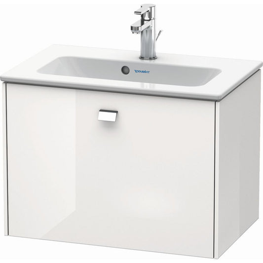 Duravit Brioso 24" x 17" x 15" One Drawer Wall-Mount Vanity Unit in White High Gloss and Chrome Handle
