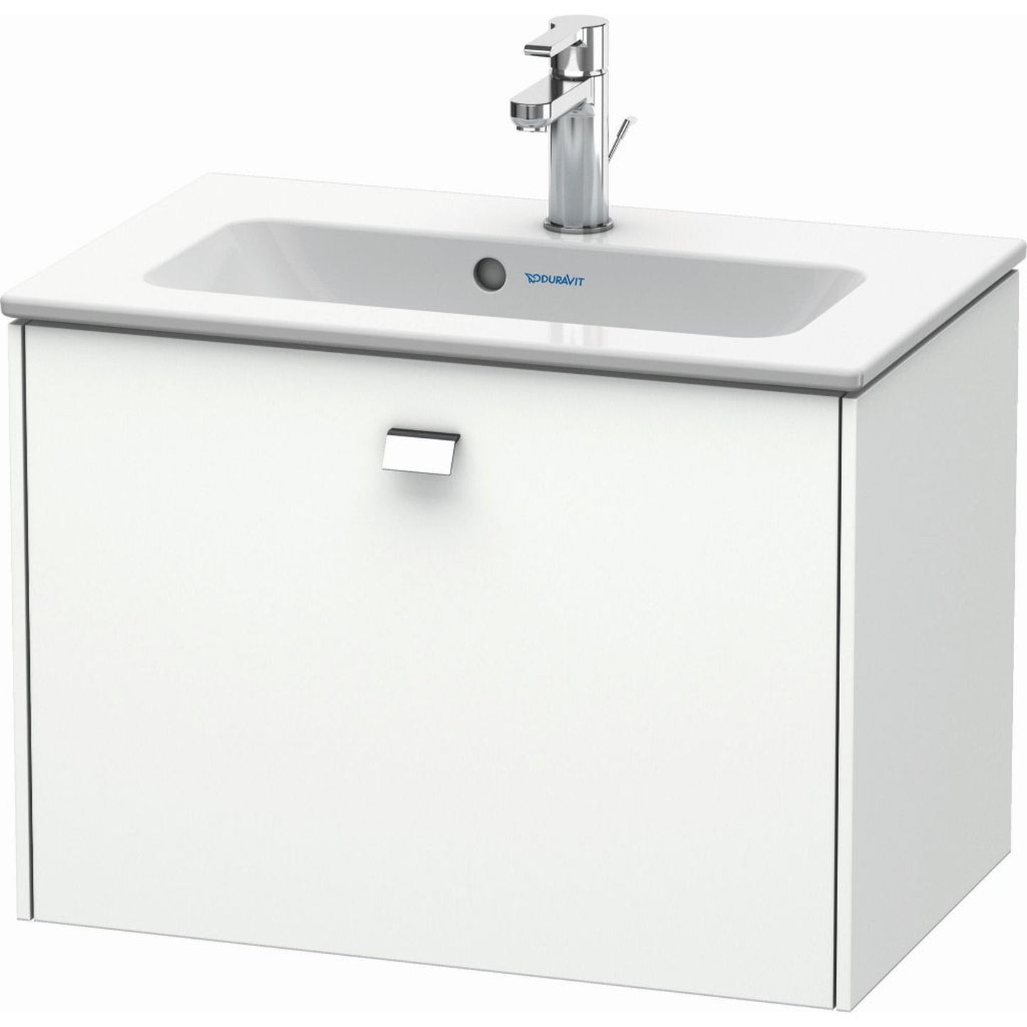 Duravit Brioso 24" x 17" x 15" One Drawer Wall-Mount Vanity Unit in White Matt and Chrome Handle