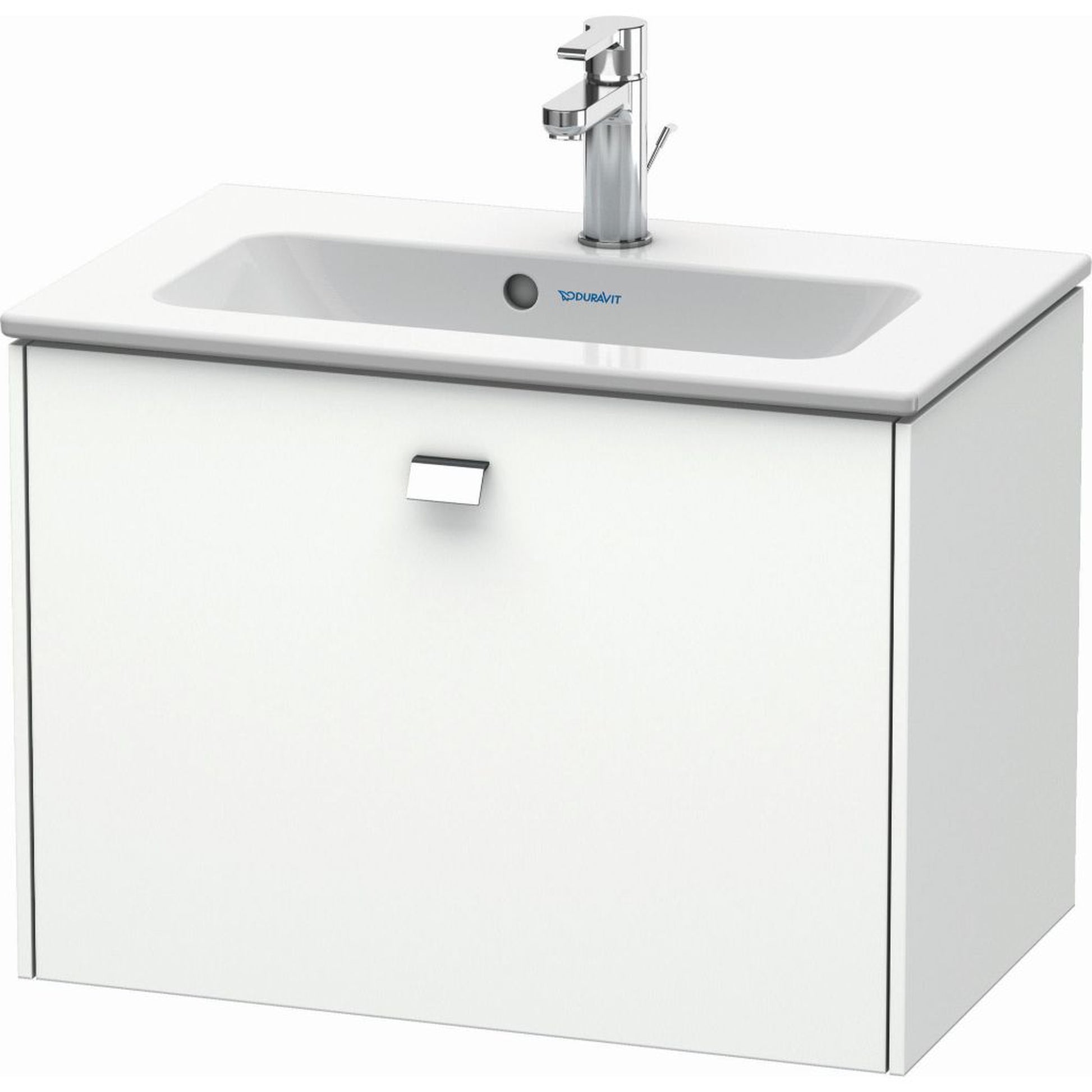 Duravit Brioso 24" x 17" x 15" One Drawer Wall-Mount Vanity Unit in White Matt and Chrome Handle
