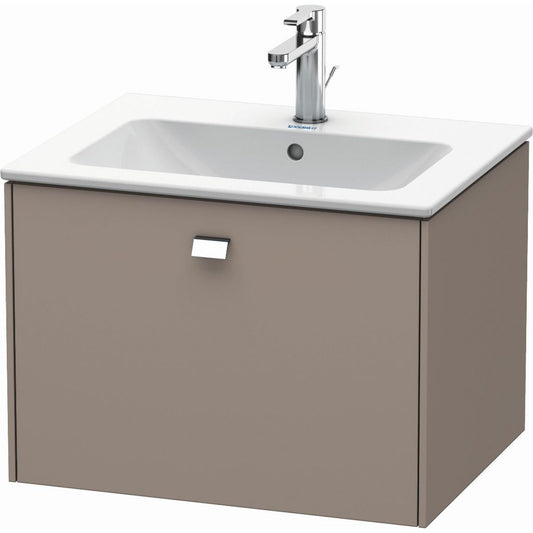 Duravit Brioso 24" x 17" x 19" One Drawer Wall-Mount Vanity Unit in Basalt Matt and Chrome Handle
