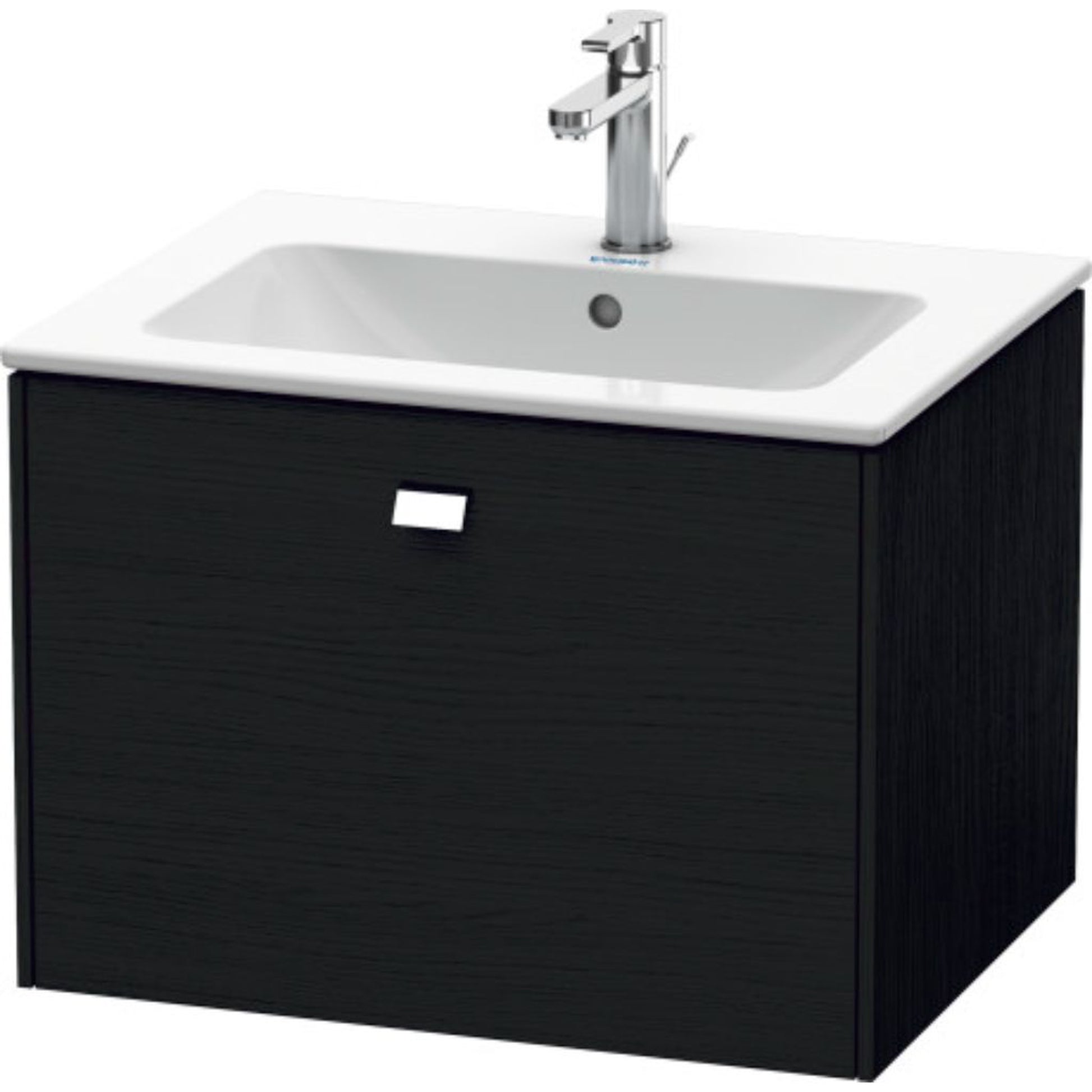 Duravit Brioso 24" x 17" x 19" One Drawer Wall-Mount Vanity Unit in Black Oak and Chrome Handle