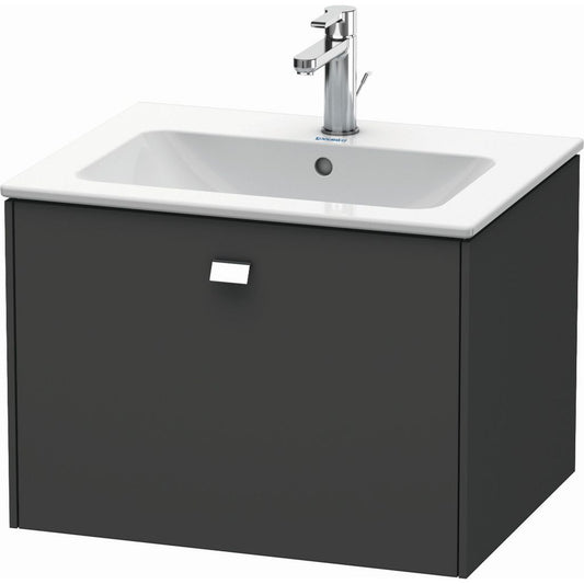 Duravit Brioso 24" x 17" x 19" One Drawer Wall-Mount Vanity Unit in Graphite Matt and Chrome Handle