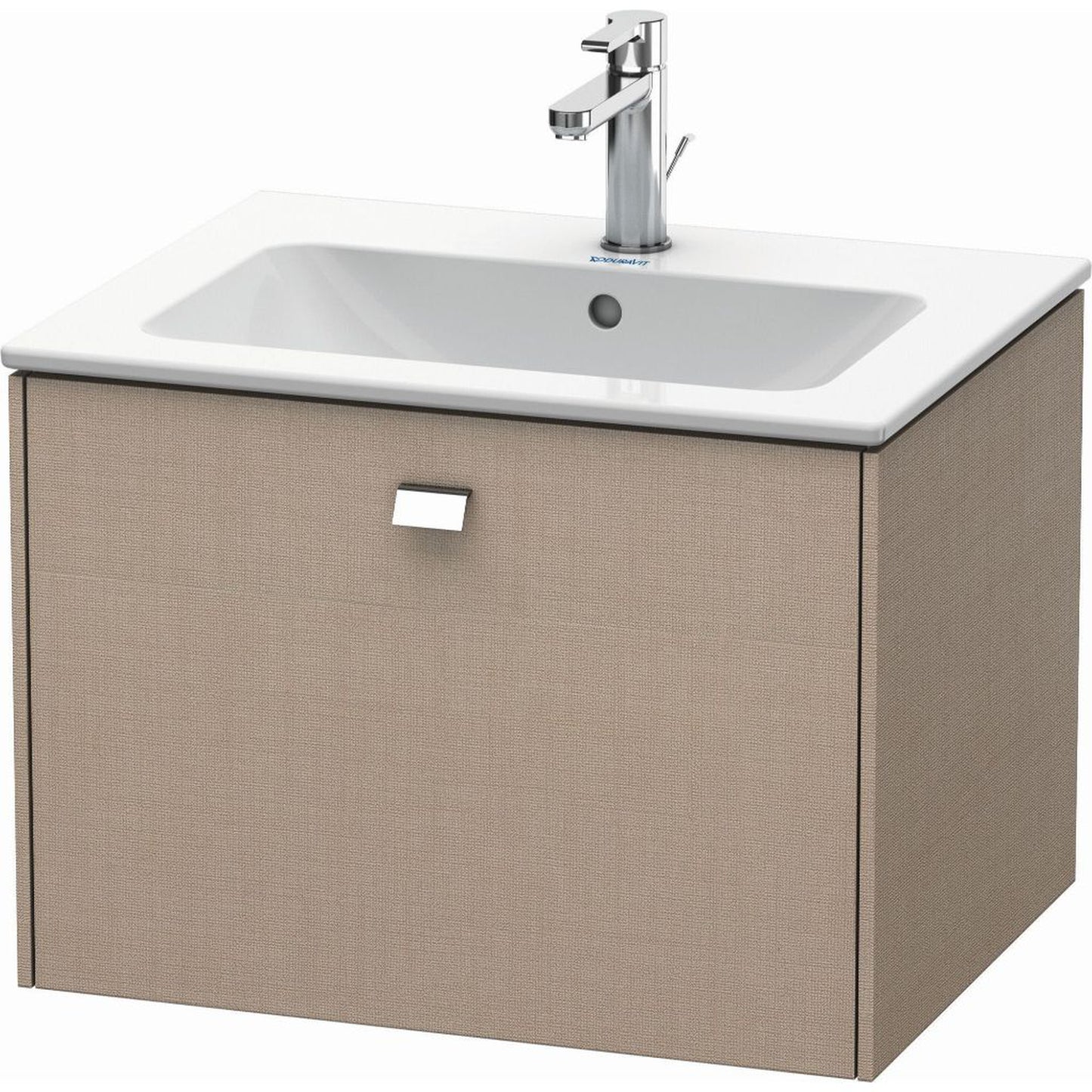 Duravit Brioso 24" x 17" x 19" One Drawer Wall-Mount Vanity Unit in Linen and Chrome Handle