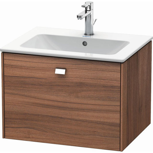 Duravit Brioso 24" x 17" x 19" One Drawer Wall-Mount Vanity Unit in Natural Walnut and Chrome Handle