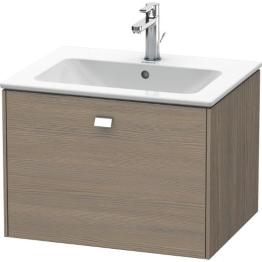 Duravit Brioso 24" x 17" x 19" One Drawer Wall-Mount Vanity Unit in Oak Terra and Chrome Handle
