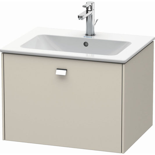 Duravit Brioso 24" x 17" x 19" One Drawer Wall-Mount Vanity Unit in Taupe and Chrome Handle