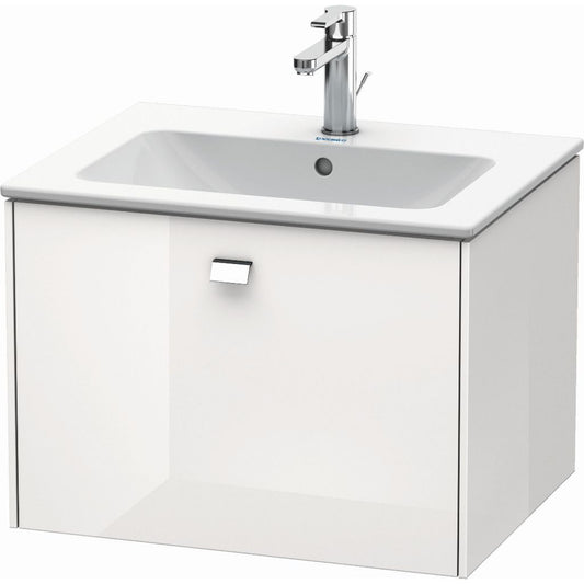 Duravit Brioso 24" x 17" x 19" One Drawer Wall-Mount Vanity Unit in White High Gloss and Chrome Handle