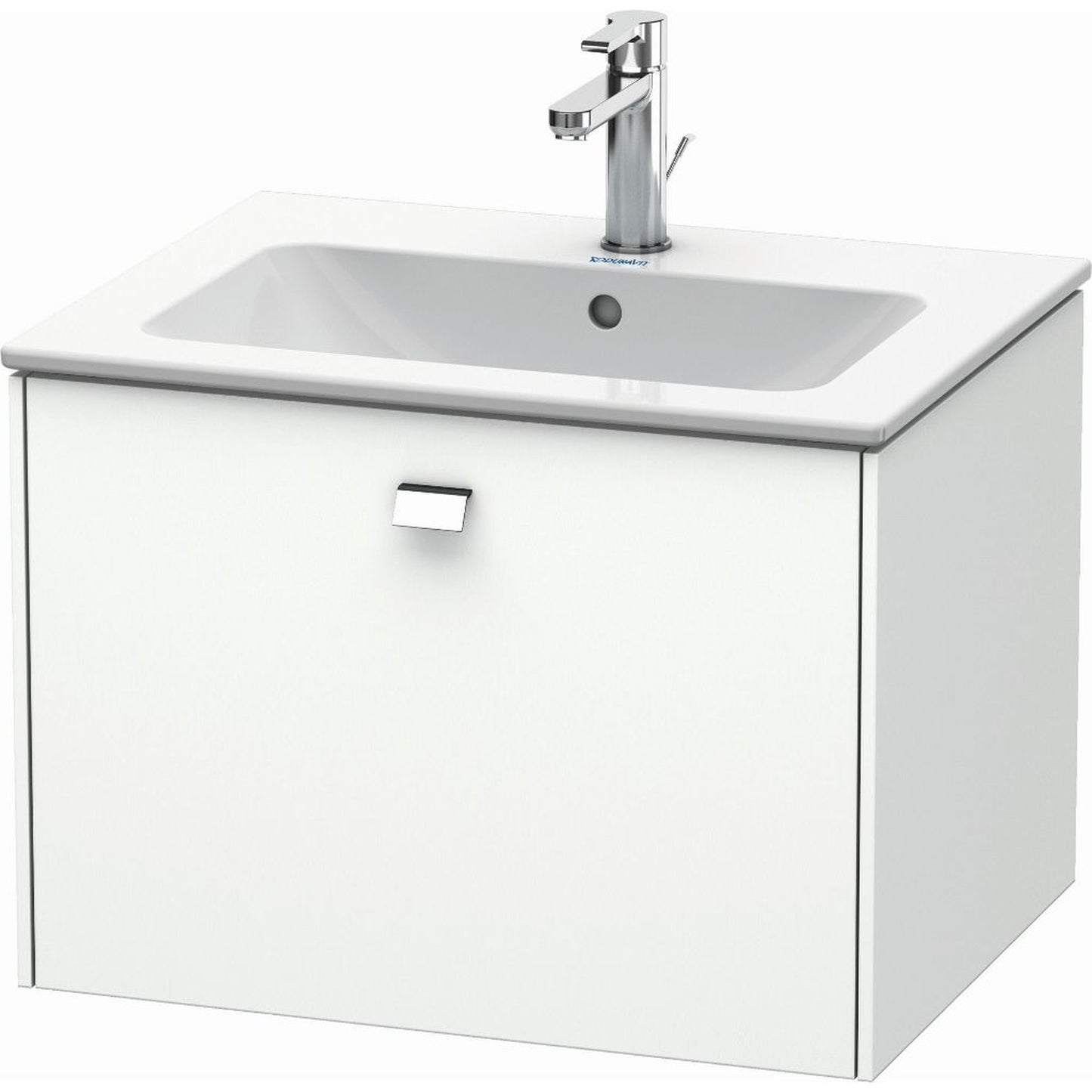 Duravit Brioso 24" x 17" x 19" One Drawer Wall-Mount Vanity Unit in White Matt and Chrome Handle
