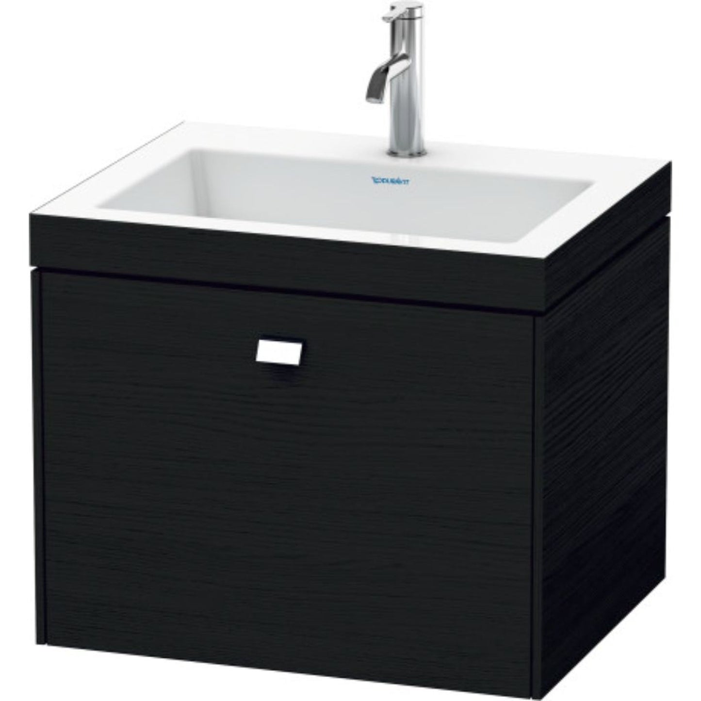 Duravit Brioso 24" x 20" x 19" One Drawer C-Bonded Wall-Mount Vanity Kit With One Tap Hole in Black Oak and Chrome Handle