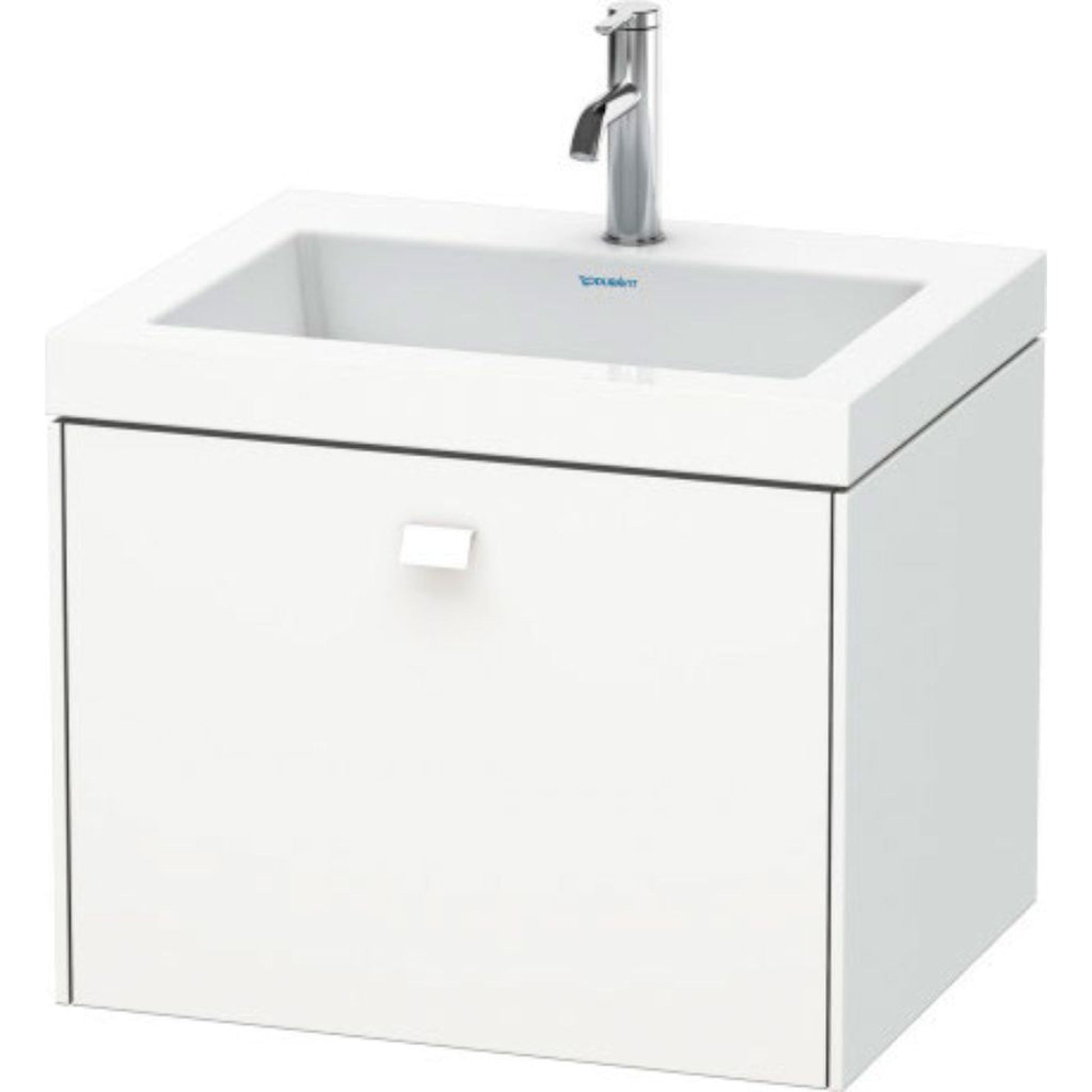 Duravit Brioso 24" x 20" x 19" One Drawer C-Bonded Wall-Mount Vanity Kit With One Tap Hole in White Matt