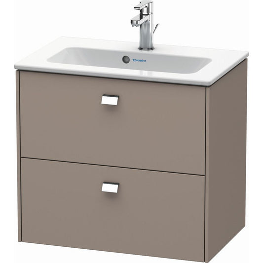 Duravit Brioso 24" x 22" x 15" Two Drawer Wall-Mount Vanity Unit in Basalt Matt and Chrome Handle