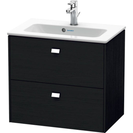 Duravit Brioso 24" x 22" x 15" Two Drawer Wall-Mount Vanity Unit in Black Oak and Chrome Handle