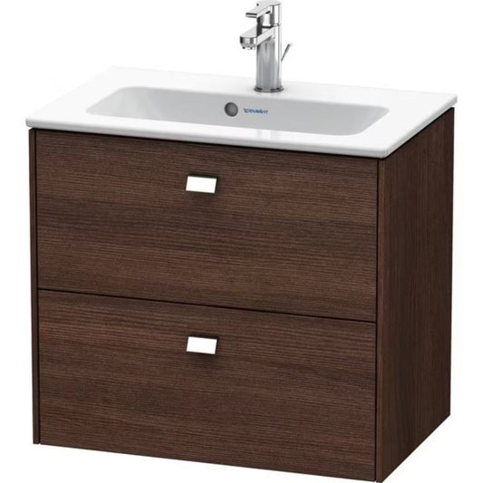 Duravit Brioso 24" x 22" x 15" Two Drawer Wall-Mount Vanity Unit in Chestnut Dark and Chrome Handle