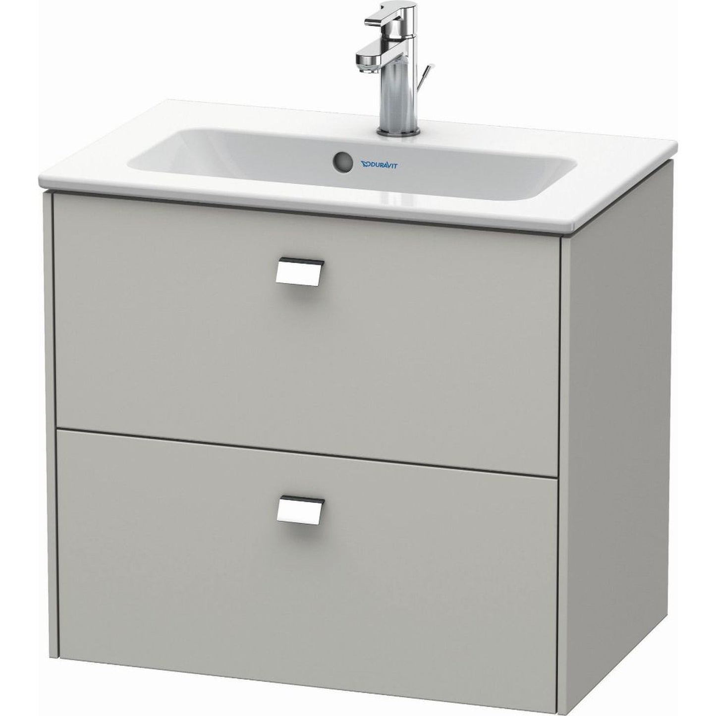 Duravit Brioso 24" x 22" x 15" Two Drawer Wall-Mount Vanity Unit in Concrete Grey Matt and Chrome Handle