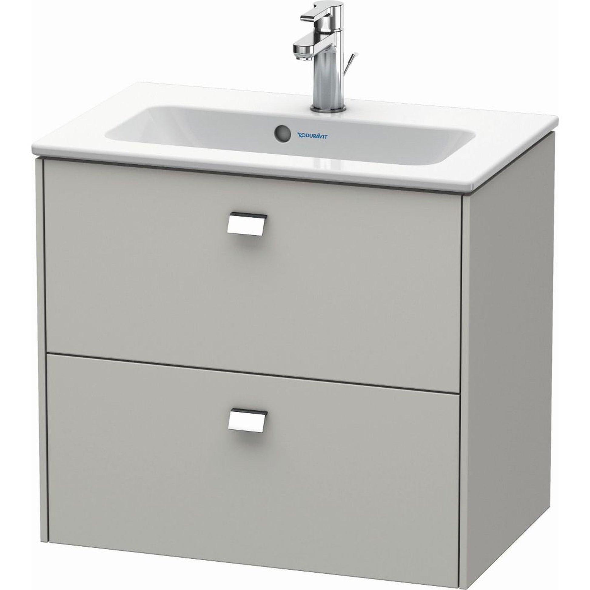 Duravit Brioso 24" x 22" x 15" Two Drawer Wall-Mount Vanity Unit in Concrete Grey Matt and Chrome Handle