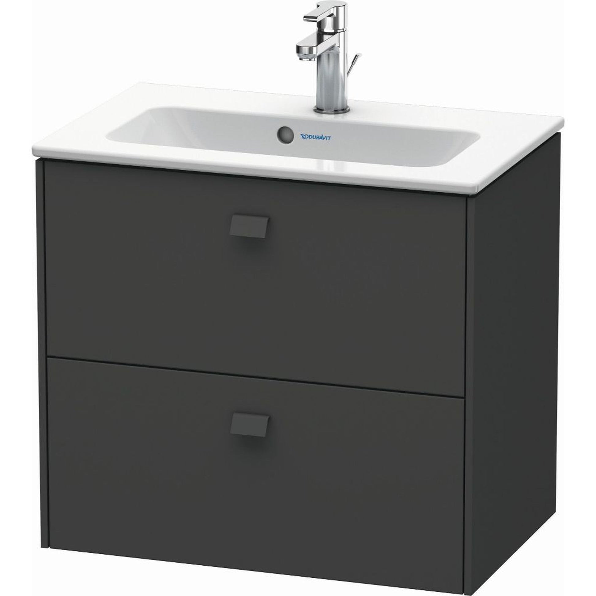 Duravit Brioso 24" x 22" x 15" Two Drawer Wall-Mount Vanity Unit in Graphite Matt
