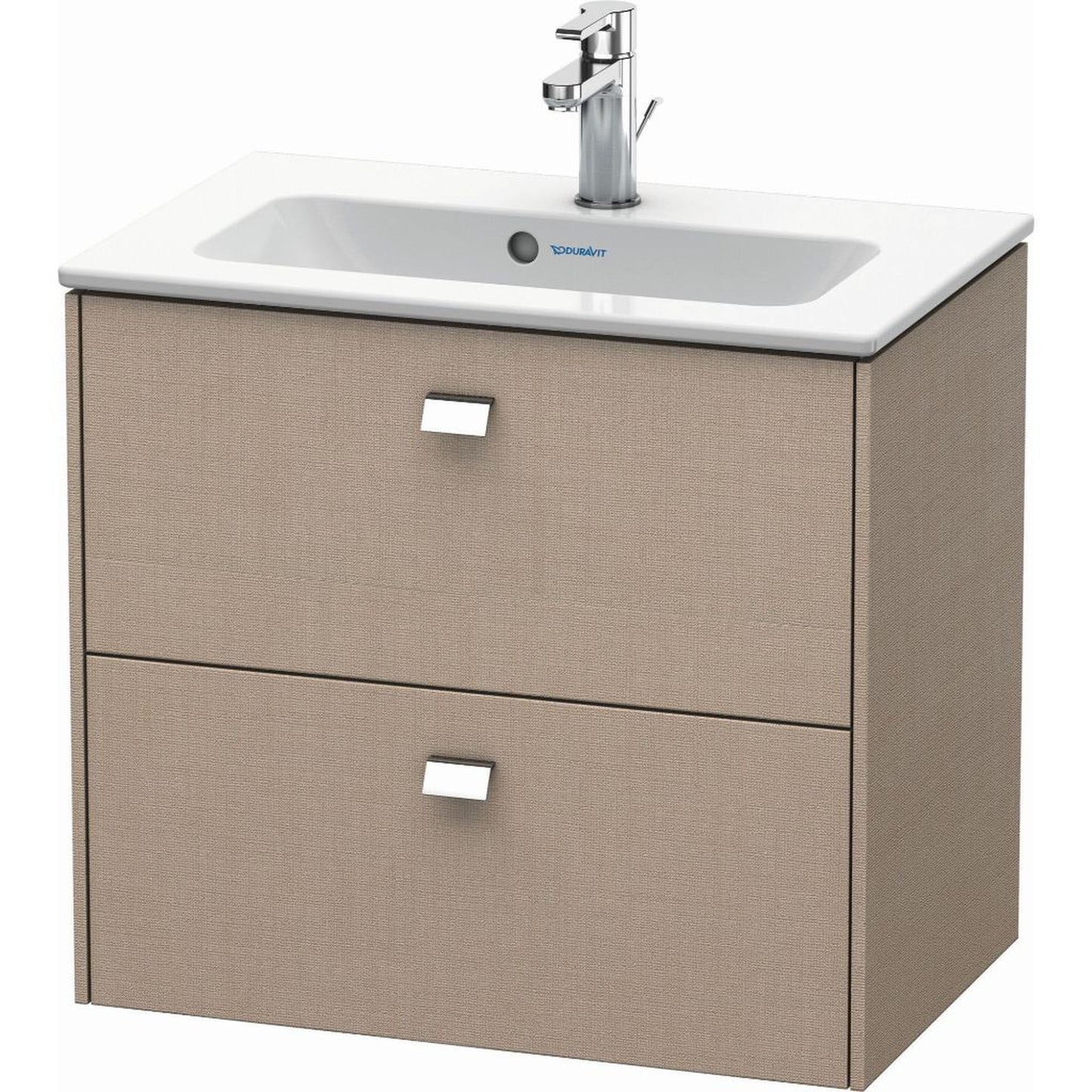 Duravit Brioso 24" x 22" x 15" Two Drawer Wall-Mount Vanity Unit in Linen and Chrome Handle